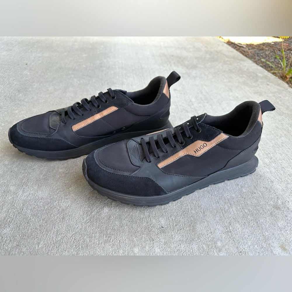 HUGO BOSS Icelin Sneakers Mens Black Trainer Lace Up Casual Size 9 Never Worn! - Picture 4 of 7